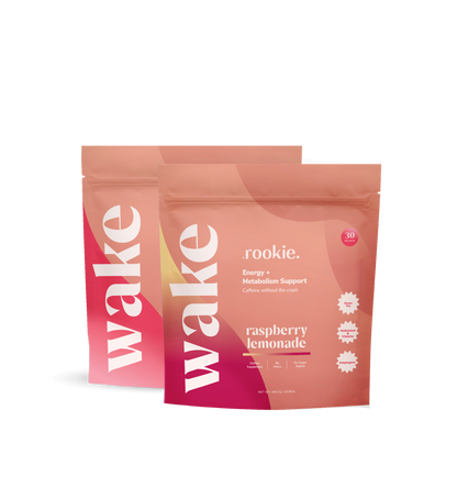 Two 'wake' and 'rookie.' packages on a white background